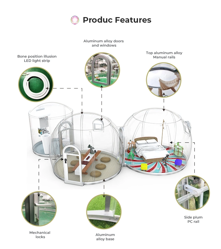 Luxury Transparent Glamping Hotel Bubble Igloo Dome Tent with Bathroom